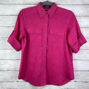 Lauren Ralph Lauren Petite Pink Short Sleeve Shirt